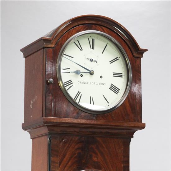 Chancellor & Son of Dublin. An early 19th century mahogany eight day longcase clock, 6ft 5in.